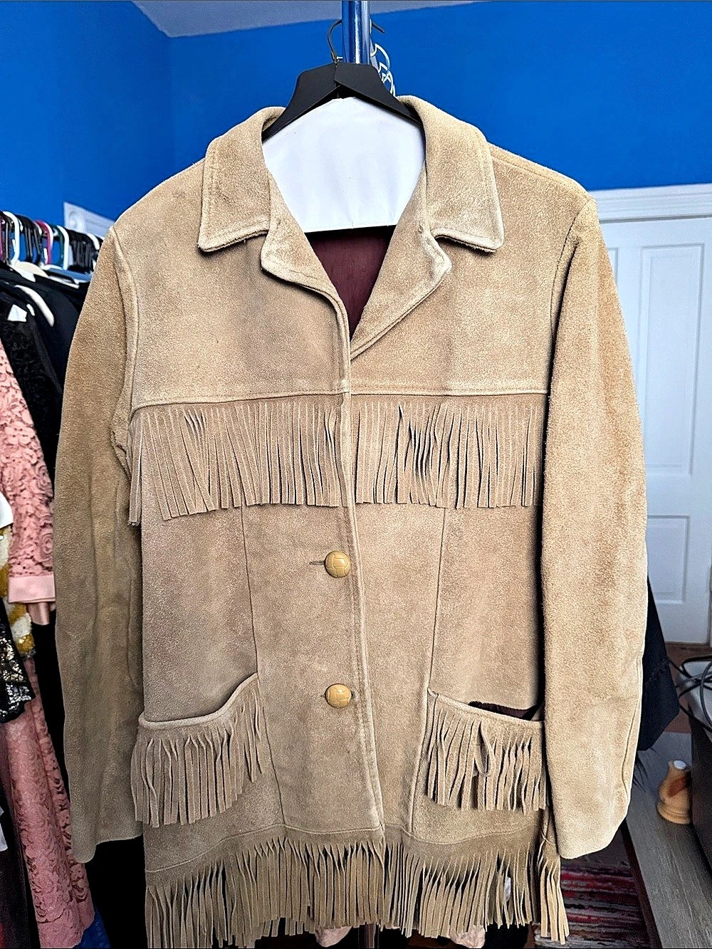 Women's Suede Fringe Jacket in Brown
